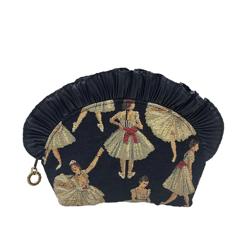 ベル・ブランシェ  ゴブランフリルポーチ / バレリーナ黒【日本製】